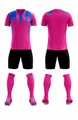 Rose red soccer training uniform set featuring quick-dry printed jersey and shorts - 4XS / Top And Bottom / Rose Red