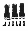 Professional black basketball training jersey and shorts set for adult and youth teams - 3XS / Top And Bottom / Black