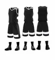 Professional black basketball training jersey and shorts set for adult and youth teams - 3XS / Top And Bottom / Black