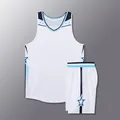 Set professionale basket bianco ad asciugatura rapida stile americano con maglia e shorts - 3XS / Top E Pantaloni / Bianco / Blu