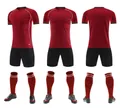Red and black quick-dry soccer jersey set with shorts and socks for training and matches - 3XS / Top And Bottom / Burgundy