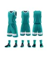 Conjunto de uniforme de baloncesto personalizado verde azulado y blanco con camiseta - 3XS / Top Y Pantalón / Verde