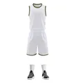 Ensemble de basket-ball blanc premium pour enfants et adultes avec bordure or et noir - 3XS / Haut Et Bas / Blanc