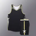Completo da basket stile americano nero e giallo, abbigliamento sportivo asciugatura rapida - 3XS / Top E Pantaloni / Nero/Giallo