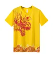 Yellow quick-dry sport t-shirt for dragon boat racing with bold red dragon print - M / Tops / Yellow