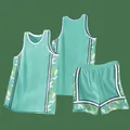 Set completo basket verde menta professionale traspirante con motivi geometrici sulla parte lato - 3XS / Top E Pantaloni / Verde