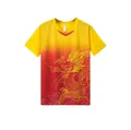 Men's quick-dry dragon boat racing jersey with vibrant gradient yellow-red dragon print - M / Tops / Yellow