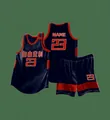 Uniforme de baloncesto americano personalizable azul marino con ribete rojo para hombres y niños - 3XS / Top Y Pantalón / Azul Real (L067)