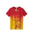 Men's dragon boat jersey in red-yellow gradient with quick-dry fabric and dragon print. - M / Tops / Red