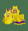 Conjunto de entrenamiento de baloncesto amarillo y morado con camiseta y pantalón 23. - 3XS / Top Y Pantalón / Amarillo
