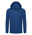 Coupe-vent de sport bleu foncé léger et respirant avec capuche réfléchissante et zip - S / Hauts / Bleu marine
