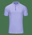 Light purple sports polo shirt with moisture-wicking fabric and striped placket detail - S / Tops / Lilac Purple