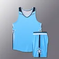 Completo da basket azzurro ad asciugatura rapida per allenamento sportivo professionale - 3XS / Top E Pantaloni / Azzurro
