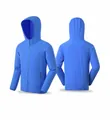 Coupe-vent de sport à capuche bleu lune léger et respirant pour la course active - S / Hauts / Bleu Translucide Œil de Chat Décor