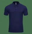 Classic men's navy blue sport polo shirt made of breathable ice-silk nylon fabric - S / Tops / Midnight Blue