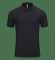 Classic black men's sports polo shirt in breathable and high-elastic nylon cloud-feel fabric - S / Tops / Basic Black