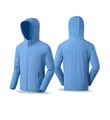 Coupe-vent de sport à capuche léger et respirant en finition bleu denim - S / Hauts / Bleu Denim
