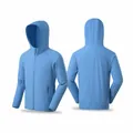 Lightweight breathable hooded zip-up sports windbreaker in denim blue finish - S / Tops / Denim Blue