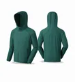 Lightweight breathable hooded running windbreaker in dark green, front and back view - S / Tops / Grass Green