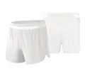 Men's quick-dry athletic training shorts with lining in classic white for marathon - S / Bottoms / White (6851A)
