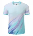 Quick-dry badminton t-shirt with light blue and purple gradient swirl pattern for sports - M / Top And Bottom / Mint Green