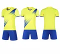 Professional yellow and blue quick-dry soccer training uniform kit for men and kids - 4XS / Top And Bottom / Yellow