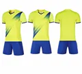 Professional yellow and blue quick-dry soccer training uniform kit for men and kids - 4XS / Top And Bottom / Yellow