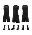 Completo basket nero con strisce viola e scarpe coordinate per allenamento veloce - 3XS / Top E Pantaloni / Nero