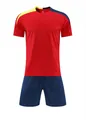 Red and navy blue soccer training uniform set featuring high-quality breathable fabric - 130 / Top And Bottom / Red