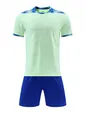 Detail view of breathable mint green and blue quick-drying soccer uniform set for training - 130 / Top And Bottom / Light Green