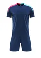 Detailed front view of navy blue football soccer training jersey and shorts set - 130 / Top And Bottom / Navy Blue