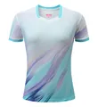 Ice silk quick-dry badminton t-shirt with blue and purple gradient brushstroke - M / Top And Bottom / Mint Green