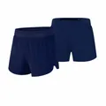 Men's navy blue quick-dry sports shorts featuring double layer and built-in liner - S / Bottoms / Navy Blue