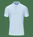 Men's light blue short sleeve athletic polo shirt in high-stretch nylon fabric - S / Tops / Moonlight Blue