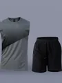 Two-piece quick-dry sports set with gradient tank top and shorts for fitness - M / Top And Bottom / Gray