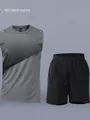Two-piece quick-dry sports set with gradient tank top and shorts for fitness - M / Top And Bottom / Gray