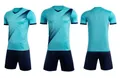 Light blue soccer training uniform set with sublimation print jersey and navy shorts - 4XS / Top And Bottom / 112 Light Blue