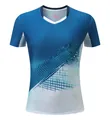 Men's and women's quick-dry ice silk badminton sports T-shirt in blue and white gradient - M / Top And Bottom / Women's Sea Blue