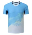 Professionelles schnelltrocknendes Badminton-Sport-T-Shirt mit blau-weißem Farbverlauf - M / Oberteil Und Unterteil / Eisblau (1610)