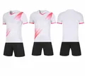 White and pink gradient soccer training uniform set with quick-dry jersey and black shorts - 4XS / Top And Bottom / White Pink (112)