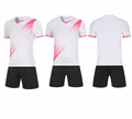 White and pink gradient soccer training uniform set with quick-dry jersey and black shorts - 4XS / Top And Bottom / White Pink (112)