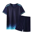 Schnelltrocknendes Fußballtrikot-Set für Herren in Marineblau mit Farbverlauf - Saphirblau