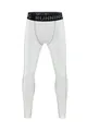 Detail shot of white kid's compression sports leggings with 'RUNNING' printed on waistband - 22 / Bottoms / White / Grey