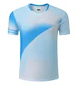 Atmungsaktives Ice-Silk-Badminton-T-Shirt für Damen und Herren mit hellblauem Farbverlauf - M / Oberteil Und Unterteil / Himmelmeeresblau für Herren