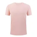 Ademend sneldrogend roze golfsport-T-shirt voor dames en heren met ronde hals. - Zijdeboomroze