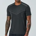 Men's dark grey quick-dry sports T-shirt with breathable mesh texture - M / Tops / Charcoal Grey