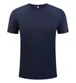 Donkerblauwe ademende sneldrogende golf t-shirt met ronde hals en raglanmouwen - Schatcyaan