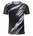 T-shirt de sport respirant à séchage rapide avec imprimé graphique abstrait marron et blanc - M / Hauts / Café
