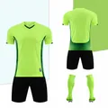 Professional fluorescent green soccer training kit set including jersey shorts and socks - 4XS / Top And Bottom / Fluorescent Green