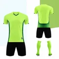Professional fluorescent green soccer training kit set including jersey shorts and socks - 4XS / Top And Bottom / Fluorescent Green